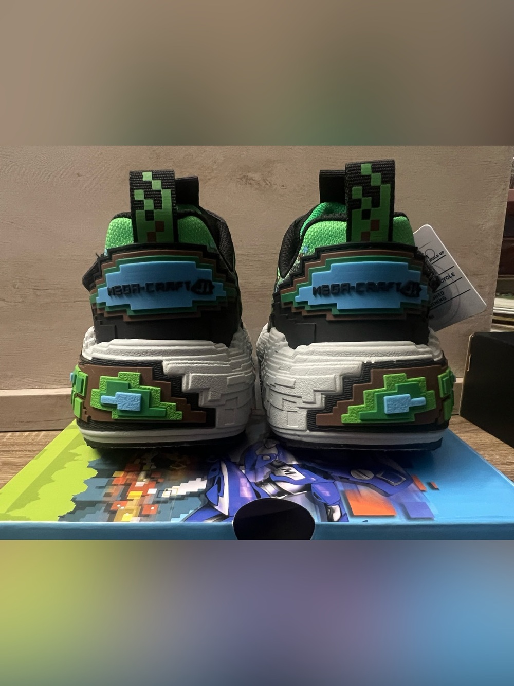 Skechers Kids Mega-Craft Black and Green Pixel-Style Sneaker - Picture 4 of 8